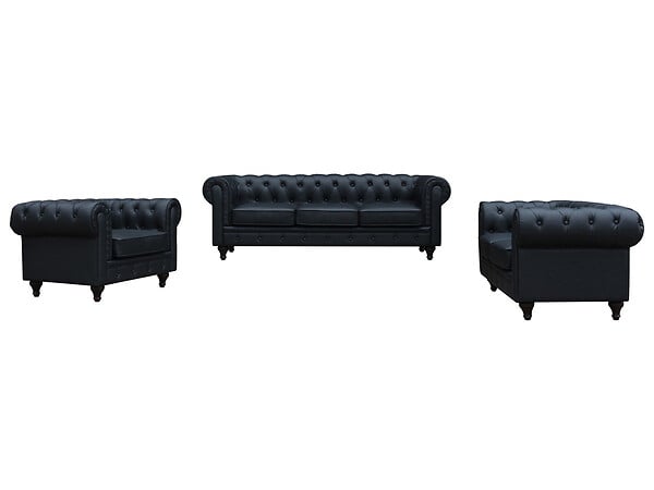 HABITAT ET JARDIN - Fauteuil Chesterfield "Aliza" - 111 x 82 x 70 cm - Noir - large
