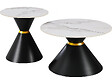 HABITAT ET JARDIN - Lot de 2 tables basses gigognes en céramique "Lune" - 70 x 70 x 42 cm - Gris/Blanc - vignette