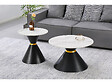 HABITAT ET JARDIN - Lot de 2 tables basses gigognes en céramique "Lune" - 70 x 70 x 42 cm - Gris/Blanc - vignette