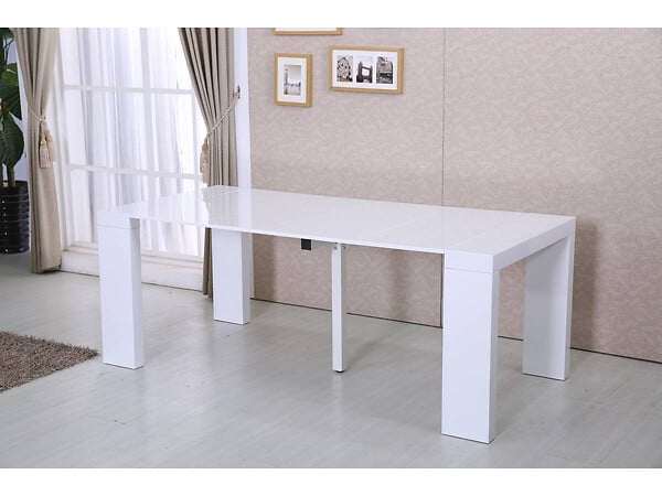 HABITAT ET JARDIN - Table repas extensible "Dina" - 200/40 x 94 x 75 cm - Blanc laqué - large