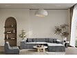 HABITAT ET JARDIN - Canapé droit modulable avec ottoman en tissu texturé "Lusso" - 4 places - Gris - vignette