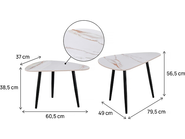 HABITAT ET JARDIN - Lot de 2 tables basses gigognes en céramique "Terra" - 49 x 79 x 56 cm - Blanc - large