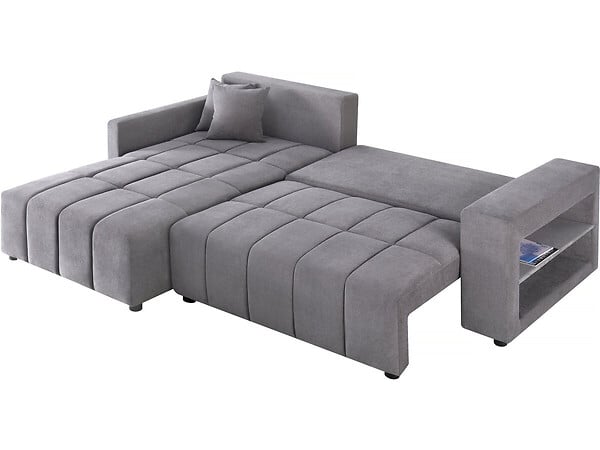 HABITAT ET JARDIN - Canapé d'angle convertible tissu chenille 3 places - "Trocadero" - Gris - large
