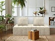 HABITAT ET JARDIN - Chauffeuse en tissu texturé "Velluto" - 96 x 100 x 89 cm - Beige - vignette
