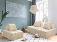 HABITAT ET JARDIN - Chauffeuse en tissu texturé "Velluto" - 96 x 100 x 89 cm - Beige - vignette