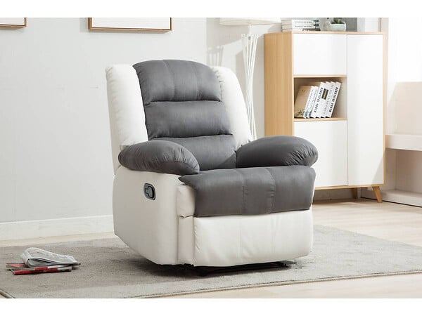 HABITAT ET JARDIN - Fauteuil relax "Buckingham" - 85 x 93 x 100 cm - Blanc / Gris clair - large