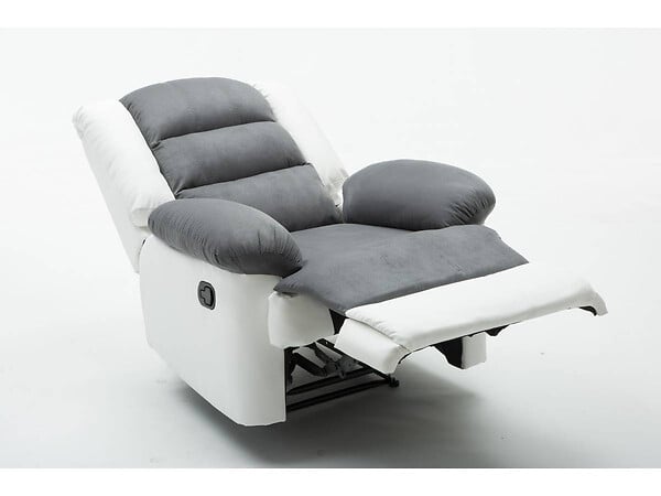 HABITAT ET JARDIN - Fauteuil relax "Buckingham" - 85 x 93 x 100 cm - Blanc / Gris clair - large