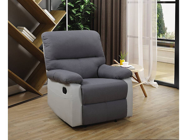 HABITAT ET JARDIN - Fauteuil relax "Lincoln" - 90 x 89 x 103 cm - Blanc/Gris clair - large