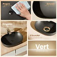 EMKE - EMKE Vasque à Poser Rectangulaire Arrondie 600 x 415 x 135 mm, Lavabo en Céramique de Salle de Bain, Noir Mat - vignette