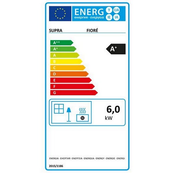 SUPRA - poêle à bois fonte 6kw gris - FIORE - large