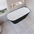 AICA SANITAIRE - Baignoire îlot Ovale Moderne Acrylique pour Salle de Bain 160x73x60cm Brillant Noire - vignette