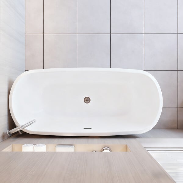 AICA SANITAIRE - Baignoire îlot Ovale Moderne Acrylique pour Salle de Bain 160x73x60cm Brillant Noire - large