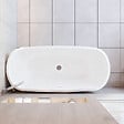 AICA SANITAIRE - Baignoire îlot Ovale Moderne Acrylique pour Salle de Bain 160x73x60cm Brillant Noire - vignette