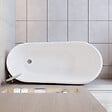 AICA SANITAIRE - Baignoire îlot ovale design acrylique pour salle de bain 150x72x73cm Blanc brillant - vignette