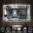 AICA SANITAIRE - AICA Miroir de salle de bain 140x80cm Tri-color anti-buée LED avec mémoire et lumière gradation - vignette