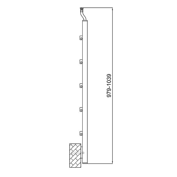 AICA SANITAIRE - Poteau pour garde-corps - Aluminium argenté - 97.9-103.9cm de haut - Avec 5 supports de tubes bien pré-montés - Intérieur & extérieur - Poser latéral - large