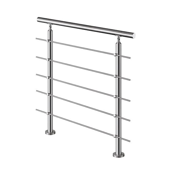 AICA SANITAIRE - Garde-corps 100cm - En inox 304 - 1 main courante et 5 traverses - Intérieur & extérieur - Kit complet - Pour bâtiments au bord de la mer - large