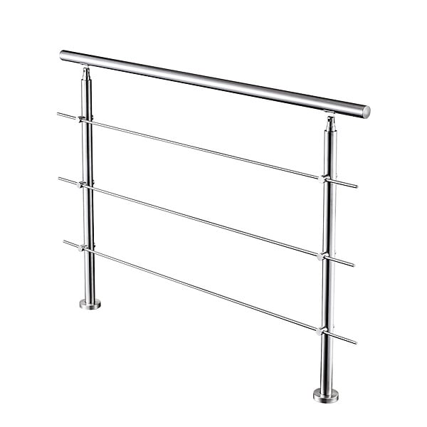 AICA SANITAIRE - Garde-corps 180cm argenté, 1 main courante, 3 traverses, inox 201, intérieur et extérieur, design moderne - kit complet - large