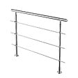 AICA SANITAIRE - Garde-corps 180cm argenté, 1 main courante, 3 traverses, inox 201, intérieur et extérieur, design moderne - kit complet - vignette