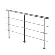 AICA SANITAIRE - Garde-corps 220cm argenté, 1 main courante, 3 traverses, inox 201, intérieur et extérieur, design moderne - kit complet - vignette