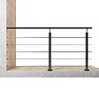 AICA SANITAIRE - Garde-corps aluminium noir mat 2m, avec 5 traverses et 1 main courante, pose à plat contre le mur, en kit complet - vignette