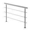 AICA SANITAIRE - Garde-corps 150cm - En inox 304 - 1 main courante et 3 traverses - Intérieur & extérieur - Kit complet - Pour bâtiments au bord de la mer - vignette