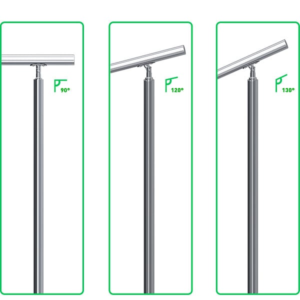 AICA SANITAIRE - Garde-corps 150cm - En inox 304 - 1 main courante et 3 traverses - Intérieur & extérieur - Kit complet - Pour bâtiments au bord de la mer - large
