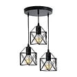 EMKE - EMKE Suspension Vintage 3 Ampoules – Plafonnier Rétro avec Abat-jour en Métal et Douilles E27 Noires - vignette
