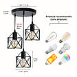 EMKE - EMKE Suspension Vintage 3 Ampoules – Plafonnier Rétro avec Abat-jour en Métal et Douilles E27 Noires - vignette