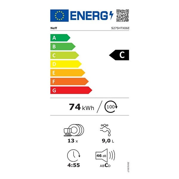 NEFF - lave-vaisselle 60cm 14 couverts 42db blanc - S275HTX06E - large