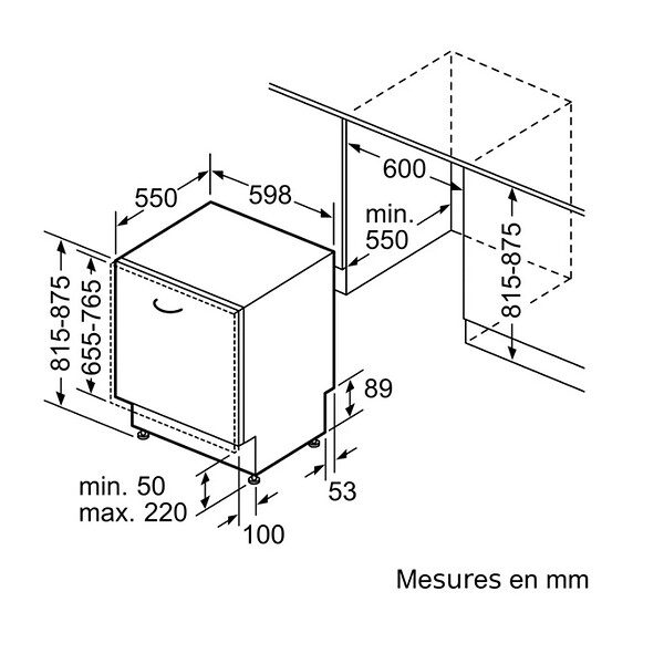SIEMENS - lave-vaisselle 60cm 14 couverts 42db tout intégrable - SN73HX16CE - large