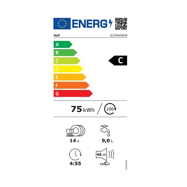 NEFF - lave-vaisselle 60cm 14 couverts 46db tout intégrable - S175HVX07E - large