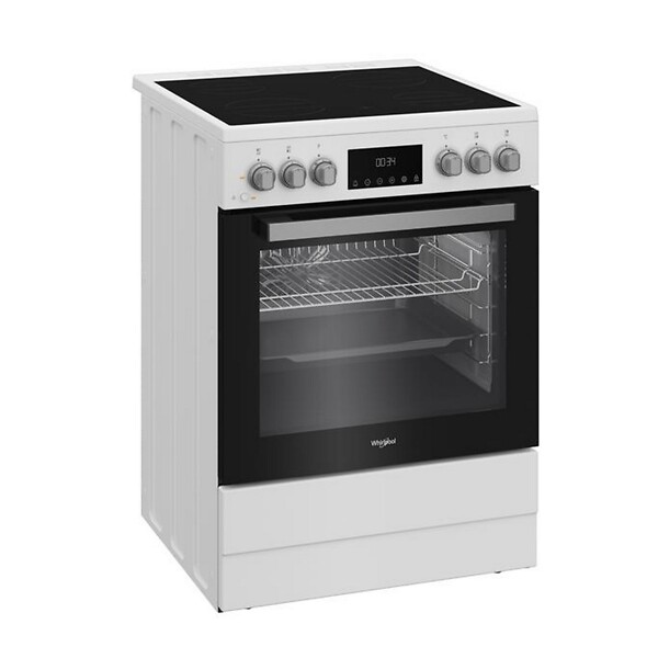 WHIRLPOOL - cuisinière vitrocéramique 72l 4 feux blanc - W6V8LCSW - large