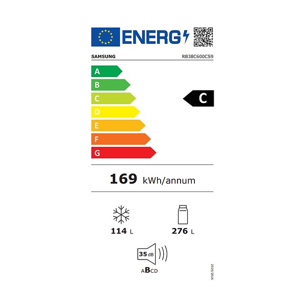 SAMSUNG - réfrigérateur combinés 60cm 390l nofrost inox - RB38C600CS9 - large