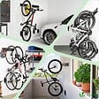 VOUNOT - Support mural rangement pour 6 velos et 3 casques rails et crochets metal noir - vignette
