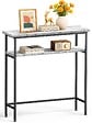 VOUNOT - Console table 2 niveaux style industriel en metal et MDF 80x24x80 cm Blanc - vignette