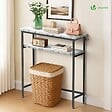 VOUNOT - Console table 2 niveaux style industriel en metal et MDF 80x24x80 cm Blanc - vignette