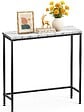 VOUNOT - Console table style industriel en metal et MDF 75x24x75 cm Blanc - vignette