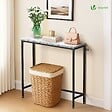 VOUNOT - Console table style industriel en metal et MDF 75x24x75 cm Blanc - vignette