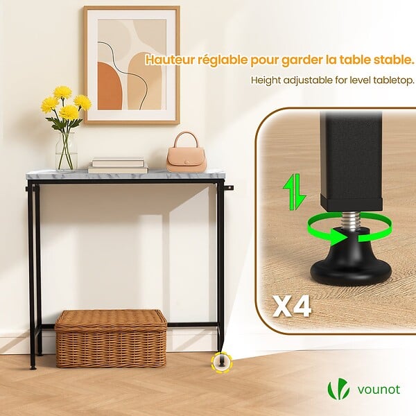 VOUNOT - Console table style industriel en metal et MDF 75x24x75 cm Blanc - large