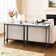 VOUNOT - Console table style industriel en metal et MDF 75x24x75 cm Blanc - vignette