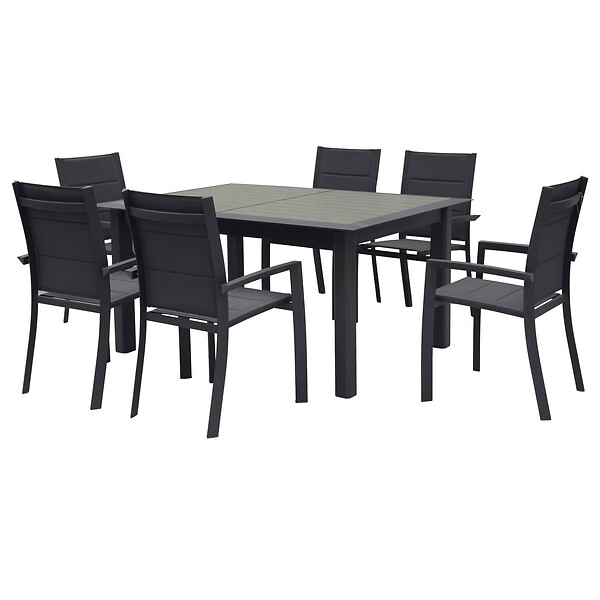 HESPERIDE - Table de jardin aluminium extensible Allure Effet bois muscade & Graphite - 10 places - Hespéride - large