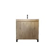 AURLANE - Meuble de salle de bains 60 cm TIMBER - Décor Chêne Naturel à portes avec Vasque céramique blanche - vignette