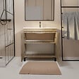AURLANE - Meuble de salle de bains 60 cm TIMBER - Décor Chêne Naturel à portes avec Vasque céramique blanche - vignette