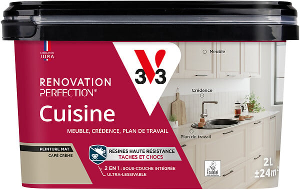 V33 - Peinture rénovation cuisine mat café creme 2L - large