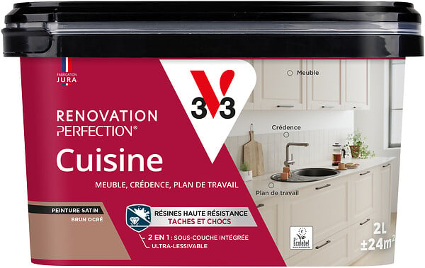 V33 - Peinture rénovation cuisine satin brun ocre 2L - large