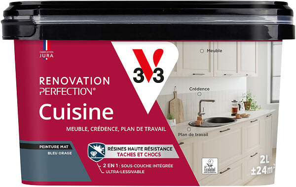 V33 - Peinture rénovation cuisine mat bleu orage 2L - large