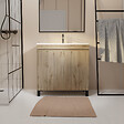 AURLANE - Meuble de salle de bains 80cm 2 Portes_Chêne Naturel + Vasque céramique blanche - TIMBER 80 - vignette