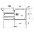 FRANKE - evier à encastrer sous plan 60cm acier - 386745 - vignette