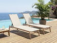 HABITAT ET JARDIN - Lot de 2 bains de soleil en aluminium imitation bois "Elysia" - Ecru - vignette